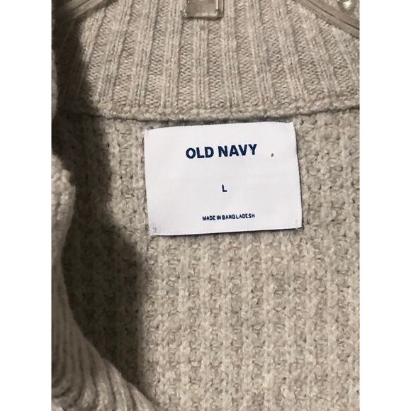 Old Navy Men’s Mock Neck Military Henley Waffle Sweater Pullover Beige Large New - Picture 3 of 9